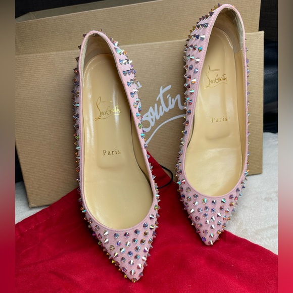CHRISTIAN LOUBOUTIN KRYSTALIC FLAT SUEDE/CRYSTAL SPYKES - Picture 3 of 13